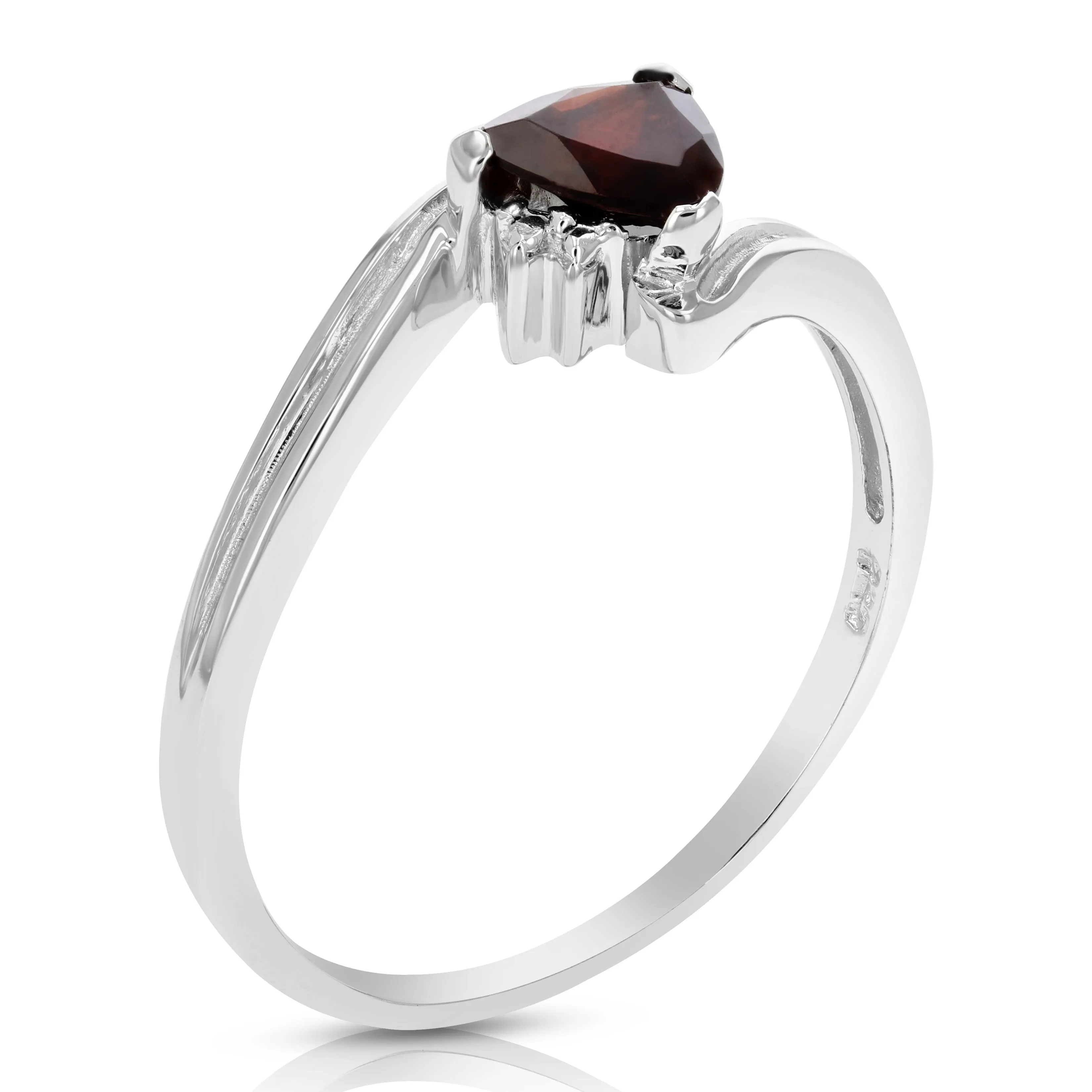 0.60 cttw Garnet Ring in .925 Sterling Silver with Rhodium Plating Trillion