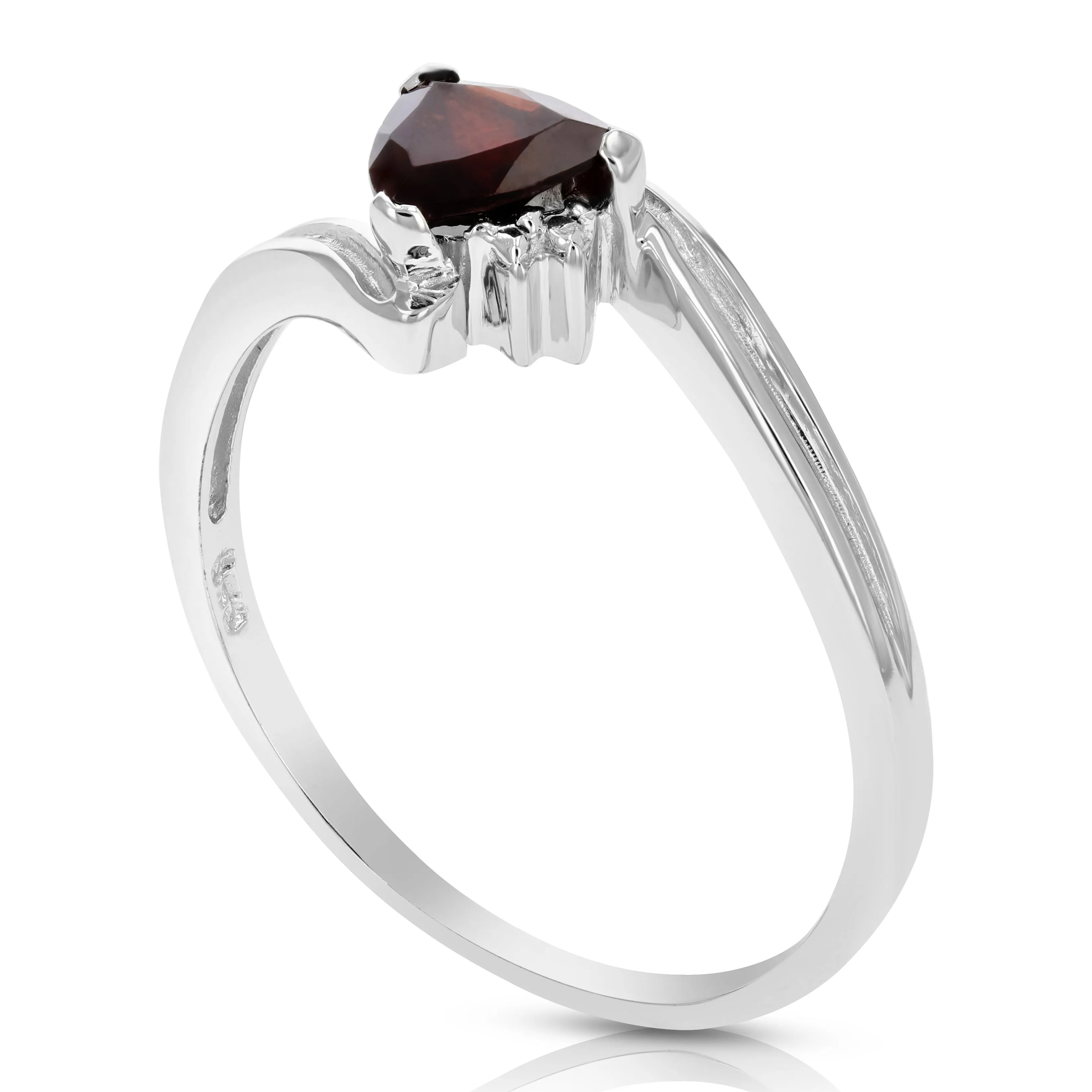 0.60 cttw Garnet Ring in .925 Sterling Silver with Rhodium Plating Trillion