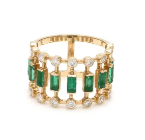 14K & 18K Gold Diamond and Emerald Emerald Ring