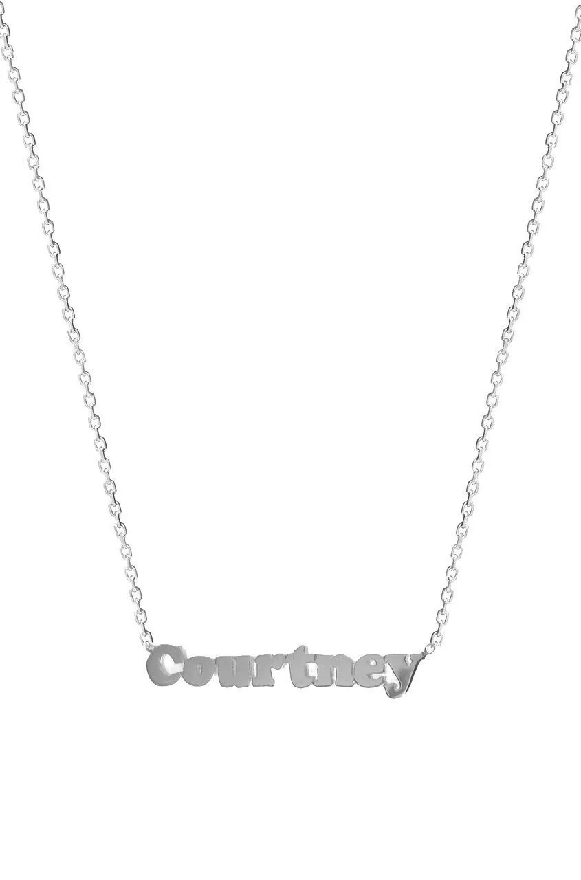 14k Gold Block Name Necklace