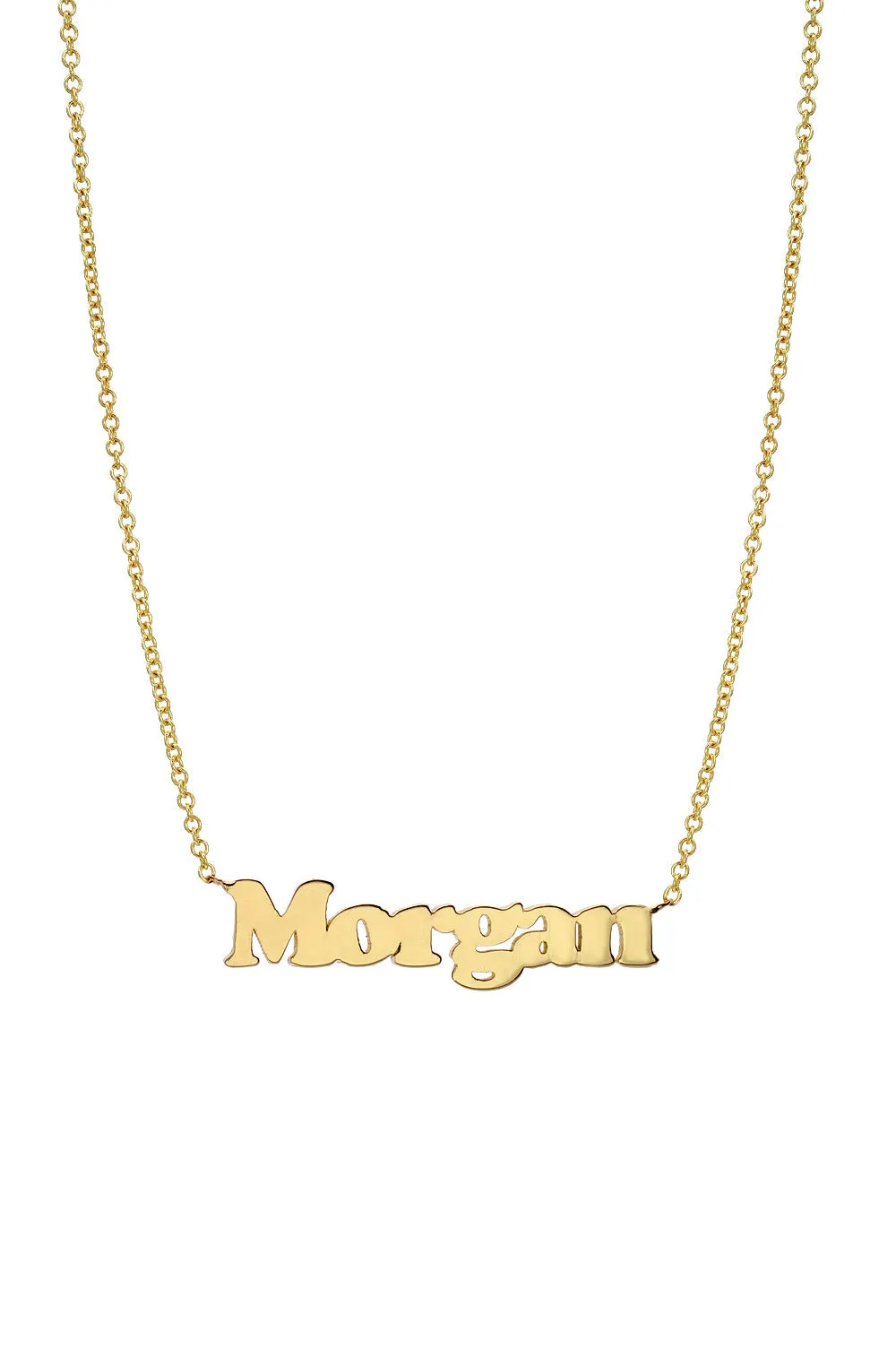 14k Gold Block Name Necklace