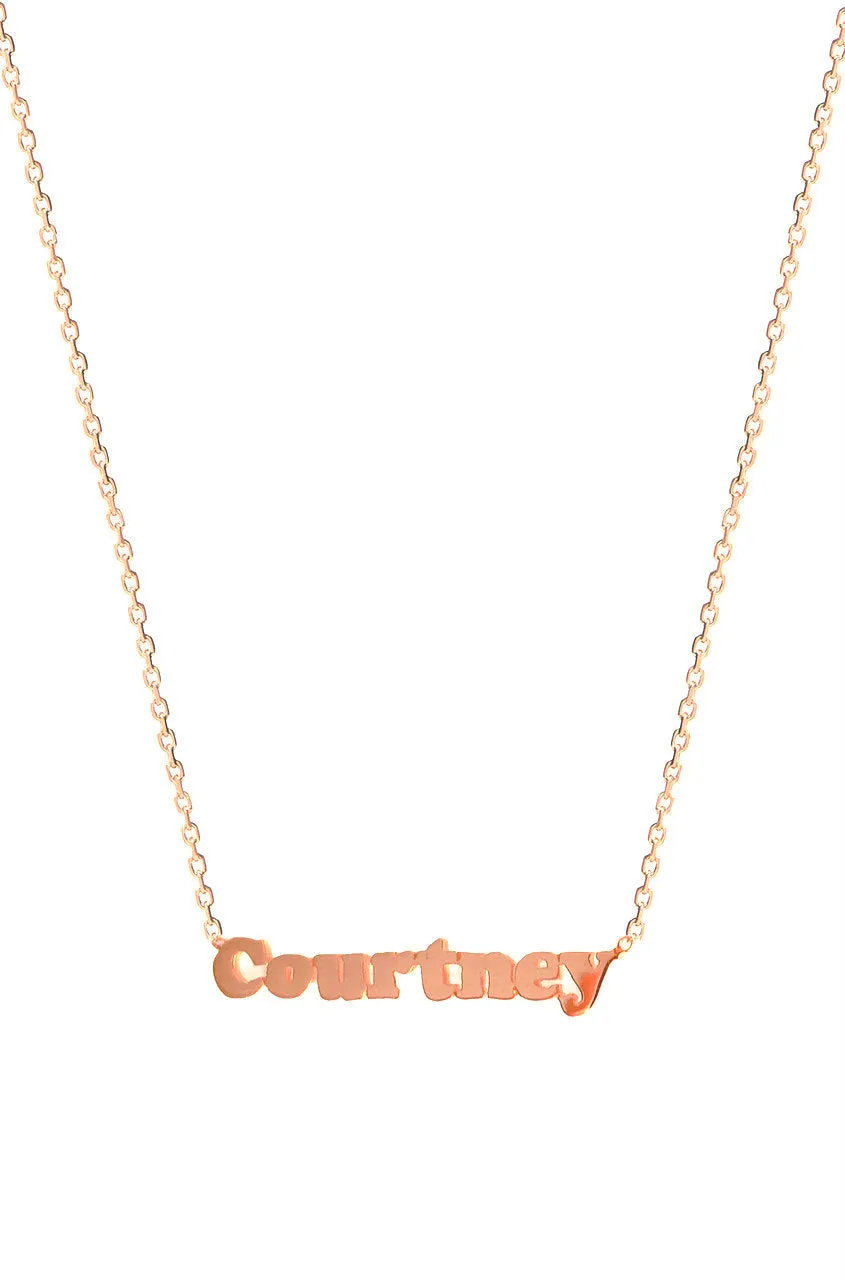 14k Gold Block Name Necklace