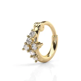 14K Gold Diamond Cluster Helix Clicker