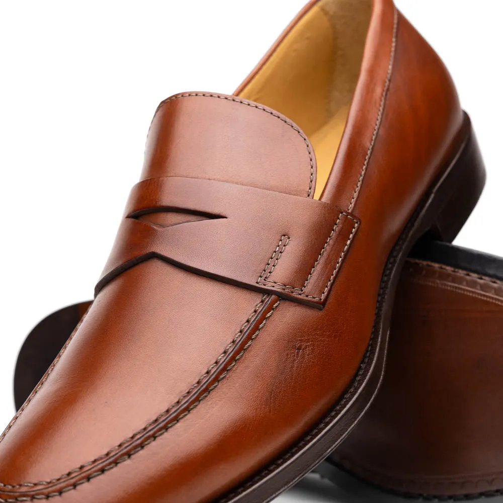 15-200-RST ROMA Calfskin Penny Loafer, Rust