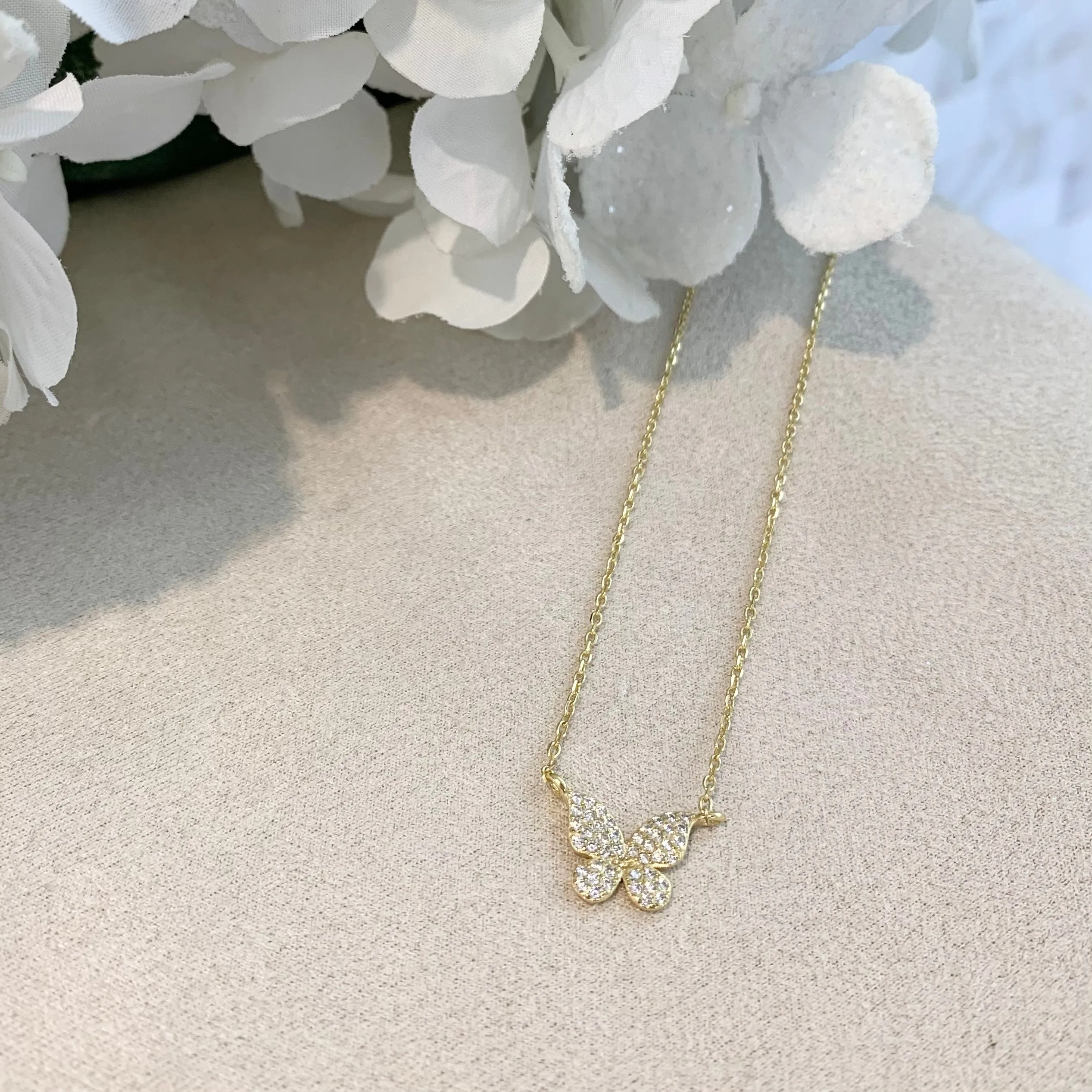 18k/925 Vermeil CZ Butterfly Necklace