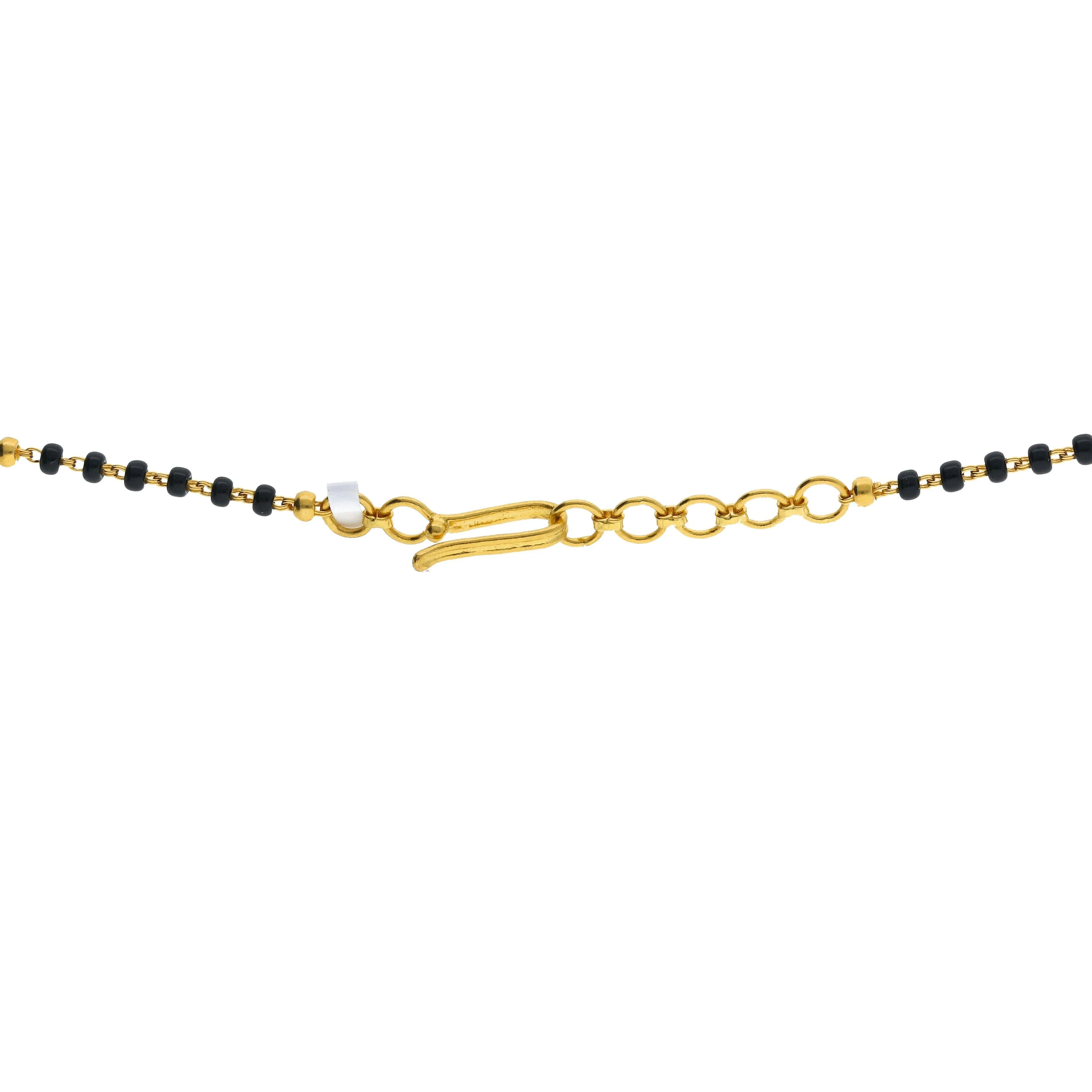 22K Yellow Gold Mangalsutra Chain W/ Gold-Capped Black Beads & Heart Pendant