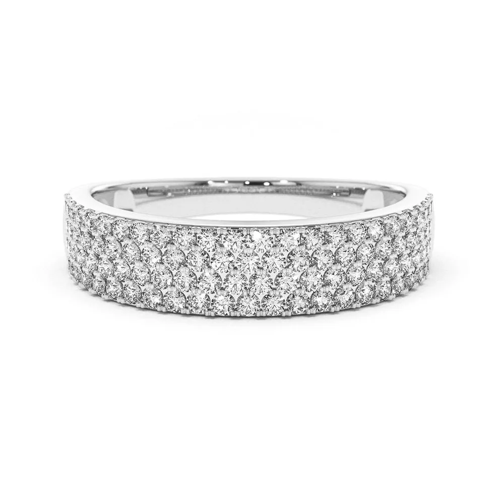 4 Row Micro Pavé Half Eternity Wedding Band