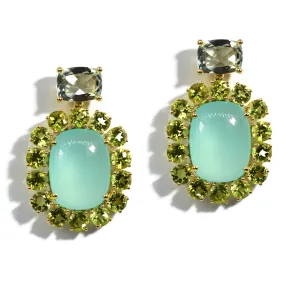 A & Furst - Sole - Drop Earrings with Green Aqua Chalcedony, Peridot and Prasiolite, 18k Yellow Gold