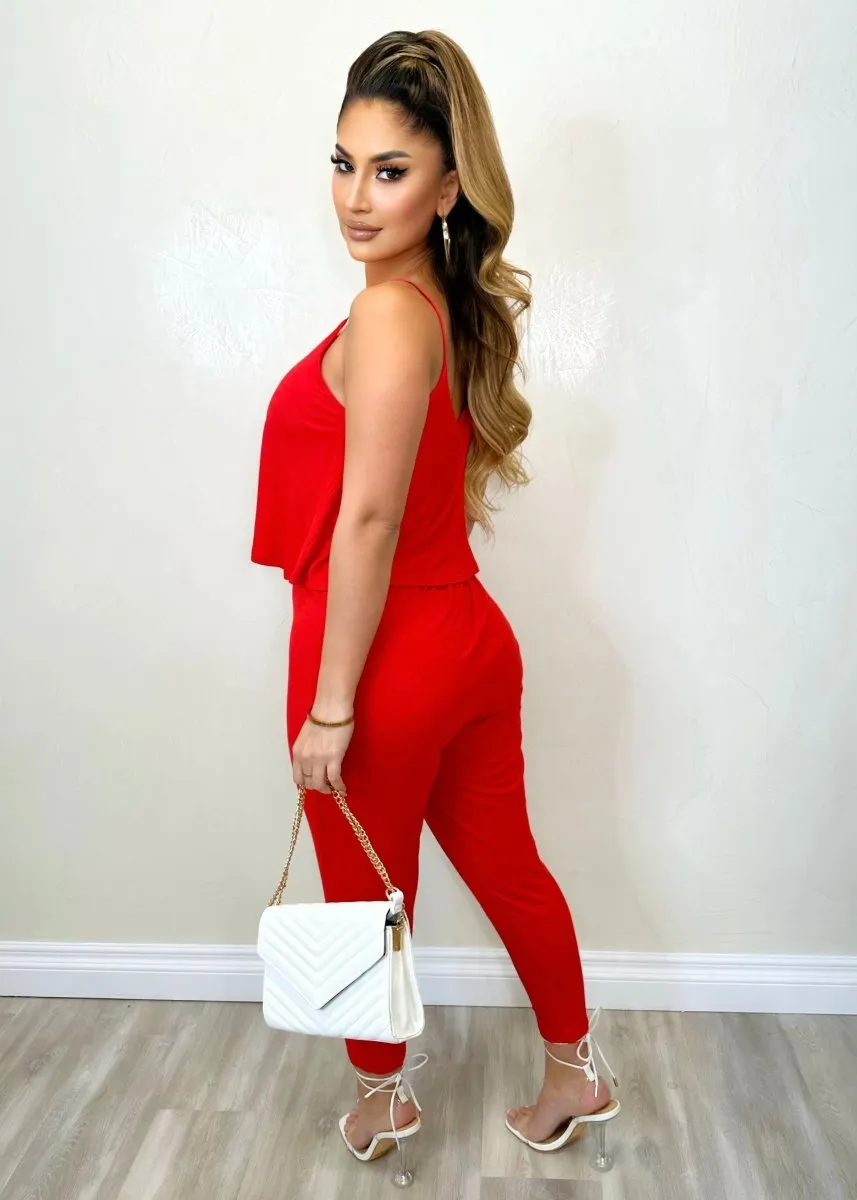 A Little Extra Jumpsuit Red