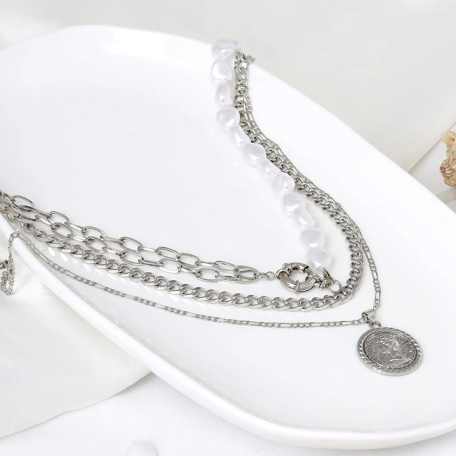 Aella Silver Necklace Set