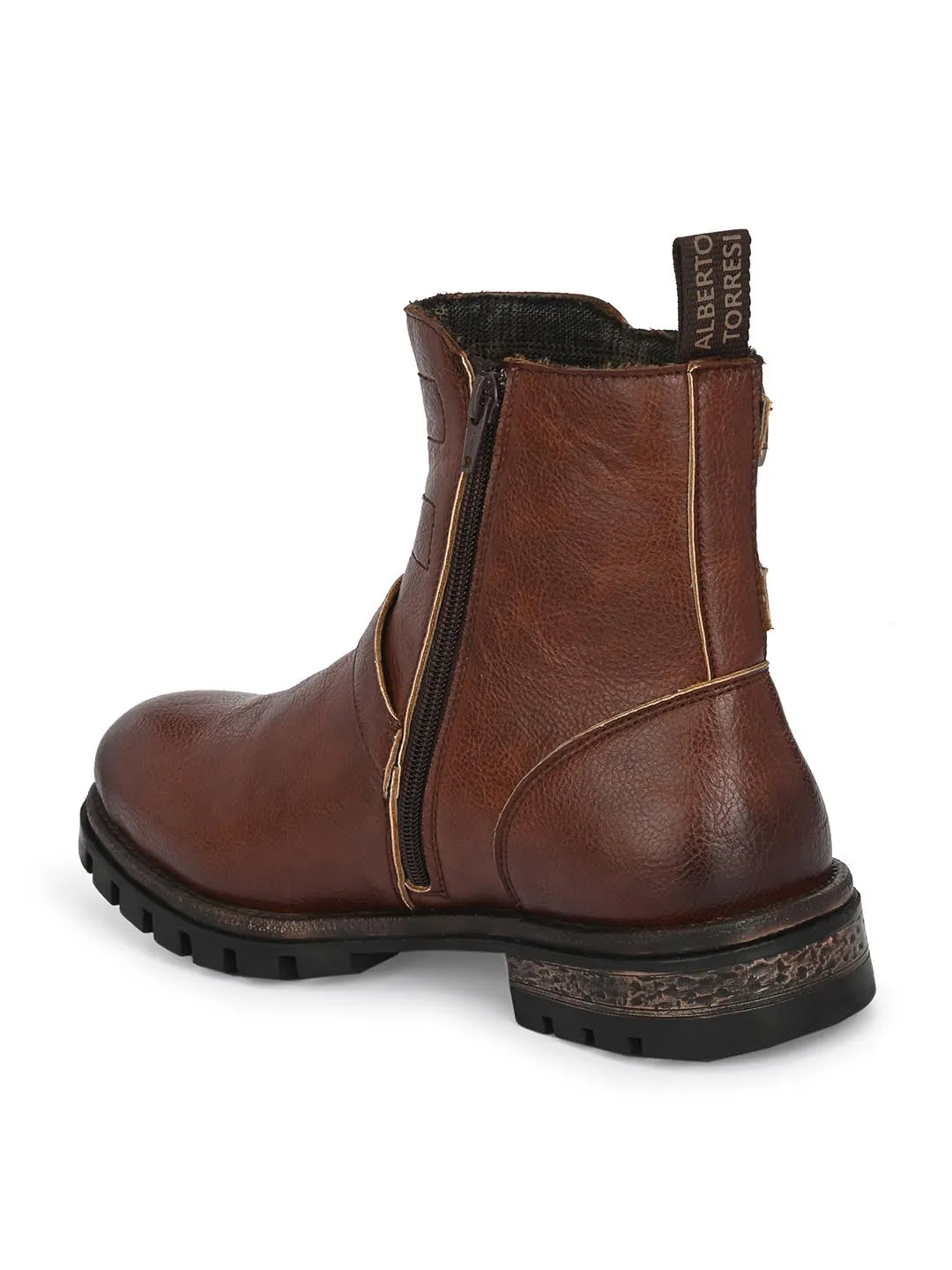 Alberto Torresi Ankel Higth And Zipper Boot With Metal Accent For Men