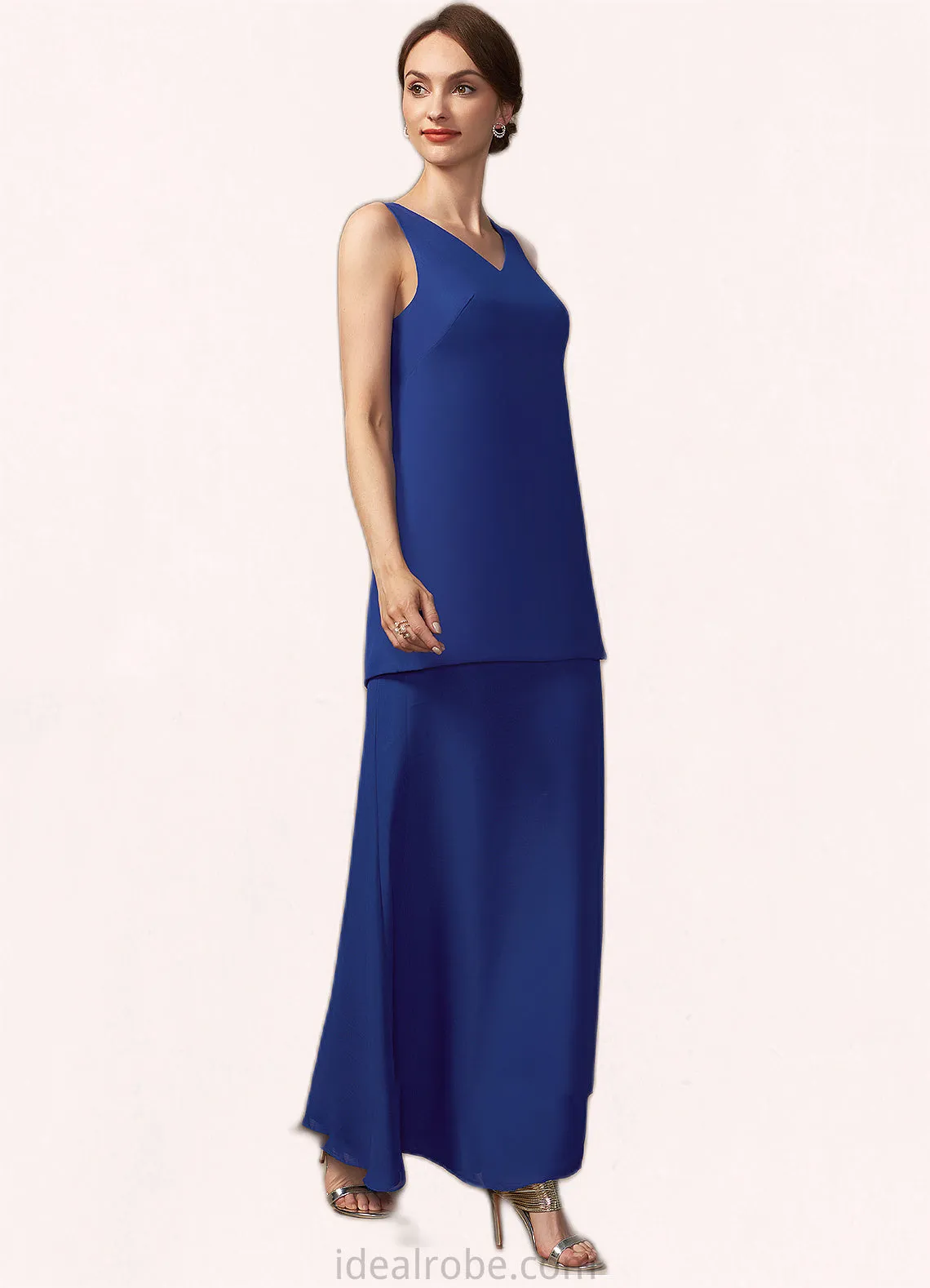 Alisson A-line V-Neck Ankle-Length Chiffon Mother of the Bride Dress STK126P0014729