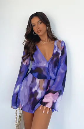 All We Wanted Long Sleeve Mini Dress Violet Blur