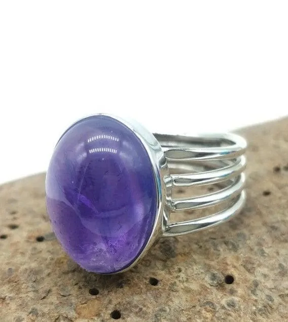 Amethyst Handmade 925 Sterling Silver Gemstone Designer Ring