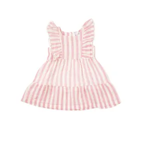 Angel Dear - Pink Stripe Picot Trim Edged Dress