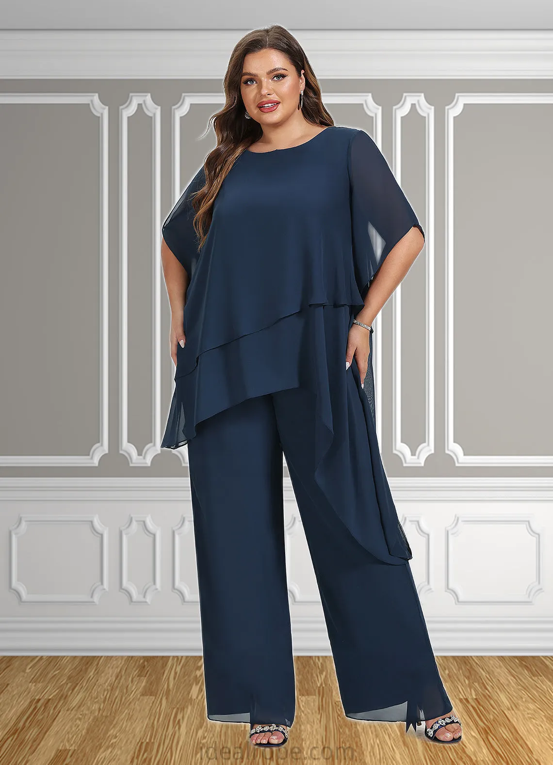 Athena Jumpsuit/Pantsuit Scoop Neck Ankle-Length Chiffon Mother of the Bride Dress STK126P0014607