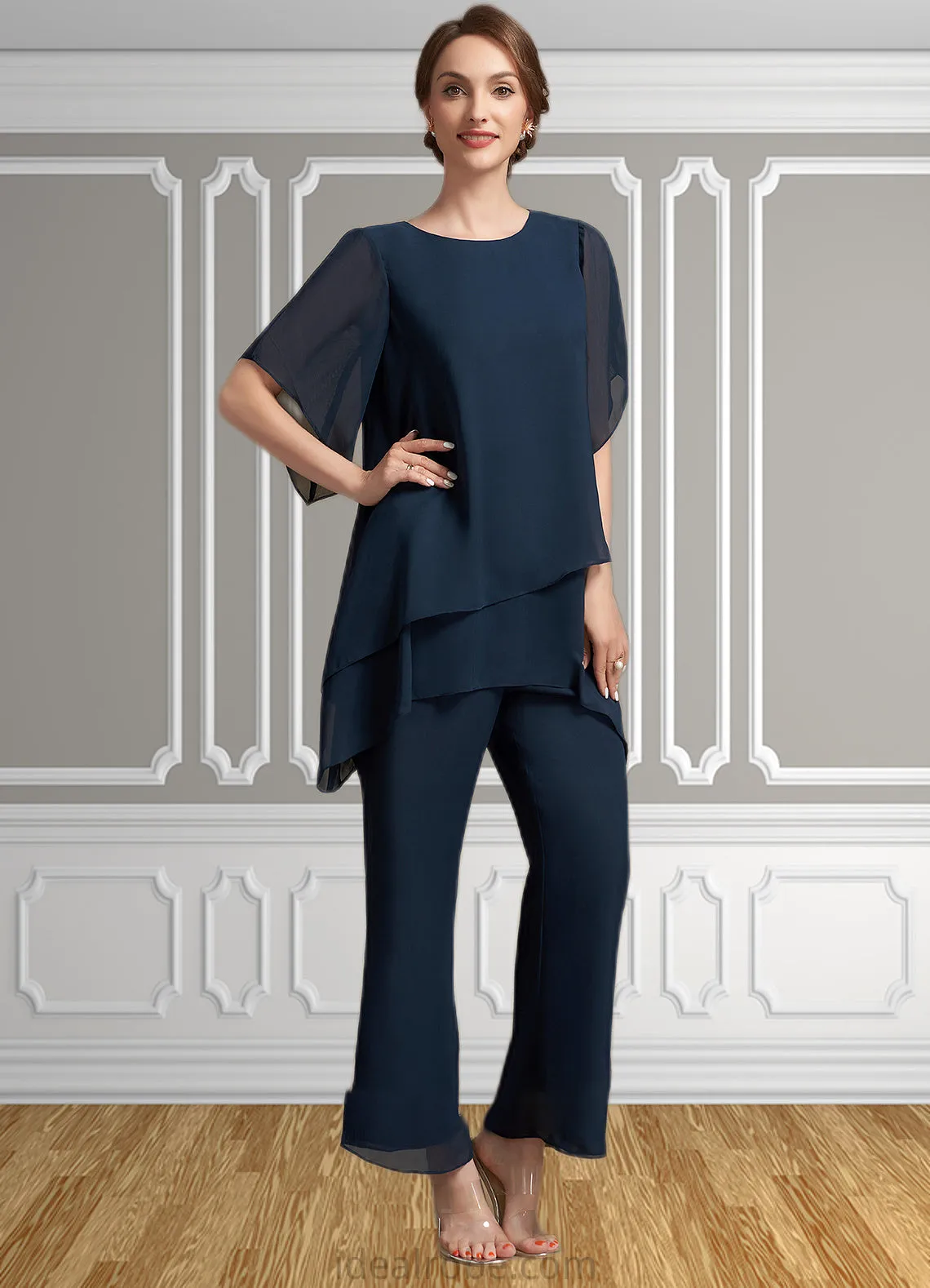 Athena Jumpsuit/Pantsuit Scoop Neck Ankle-Length Chiffon Mother of the Bride Dress STK126P0014607