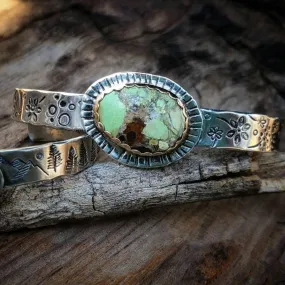 Australian Green Variscite Wildflower Cuff Bracelet