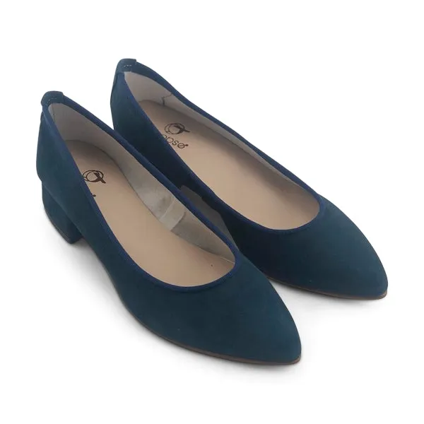 Ballerine blu in camoscio con tacco 3cm