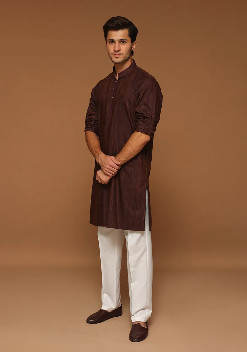 Basic Poly Viscose Plum Prefect Slim Fit Kurta