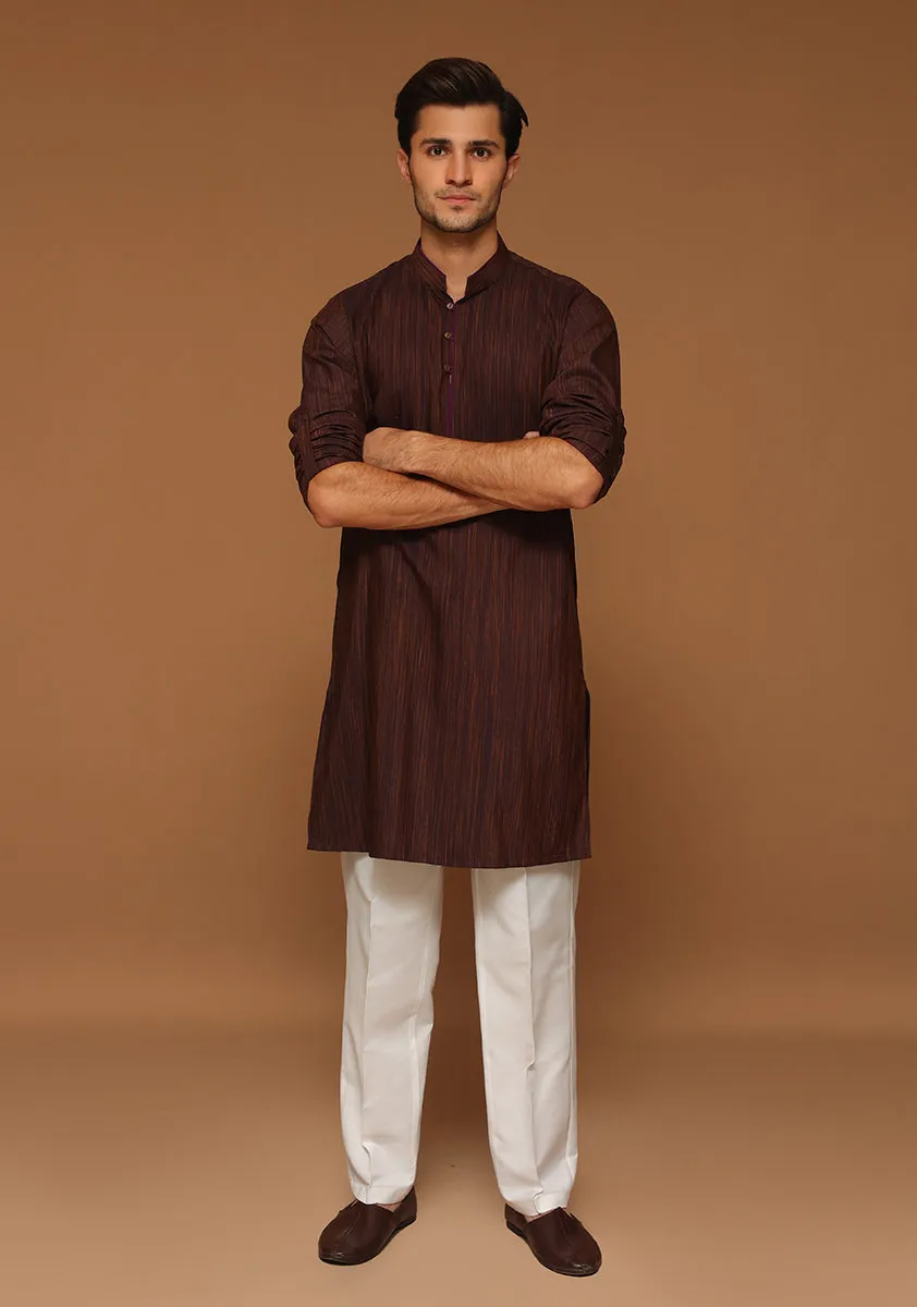 Basic Poly Viscose Plum Prefect Slim Fit Kurta