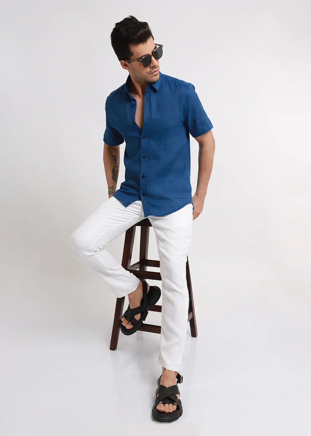 Batiste Blue Topaz Linen shirt