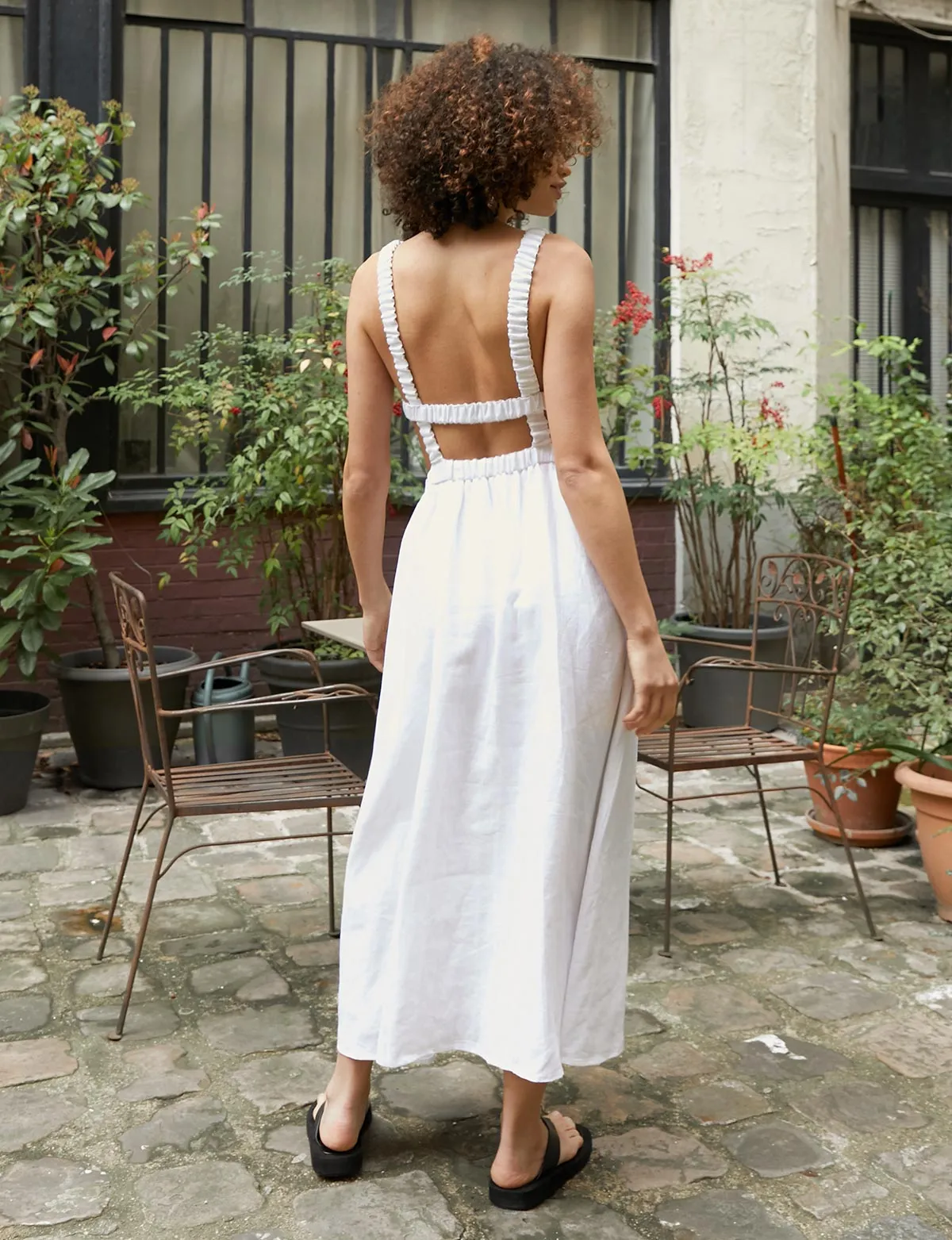 Beatrice Dress in White Linen -BESTSELLER