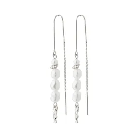 Berthe Silver Plated Pull Through Pearl Earrings