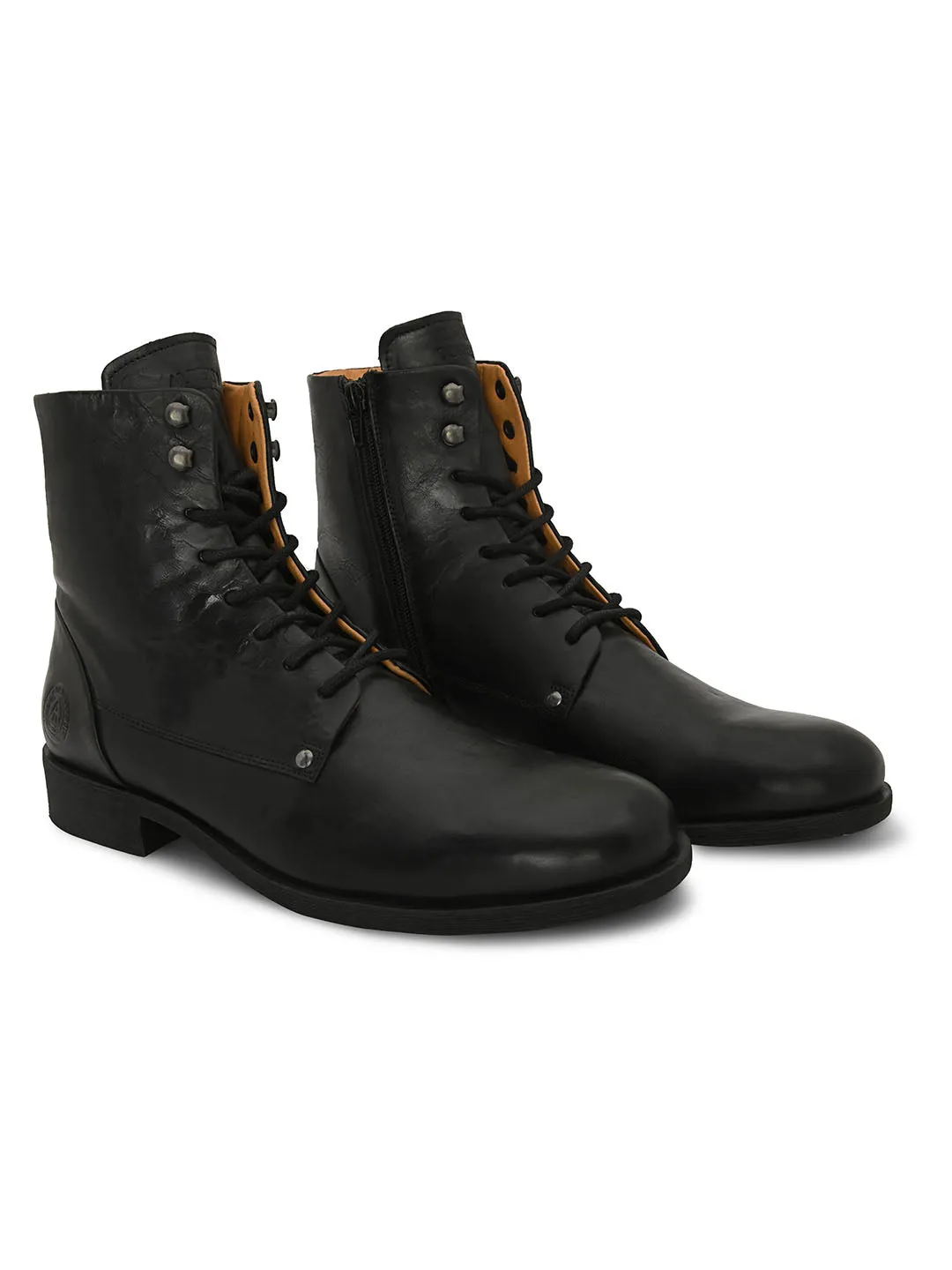 Black Men Lace Closure Boots