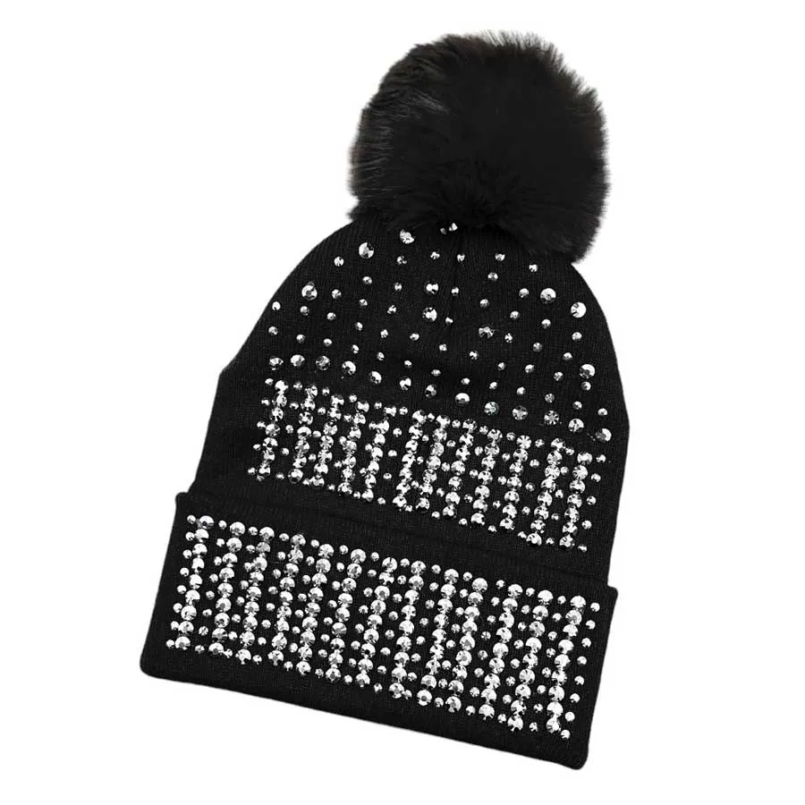 Bling Pom Pom Beanie Hat