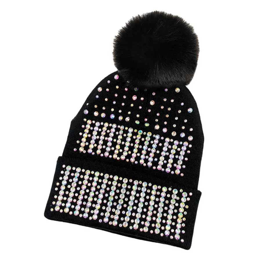 Bling Pom Pom Beanie Hat