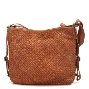 Borsa Donna con Portabilità a Zaino GIANNI CONTI in Pelle Intrecciata color Cognac