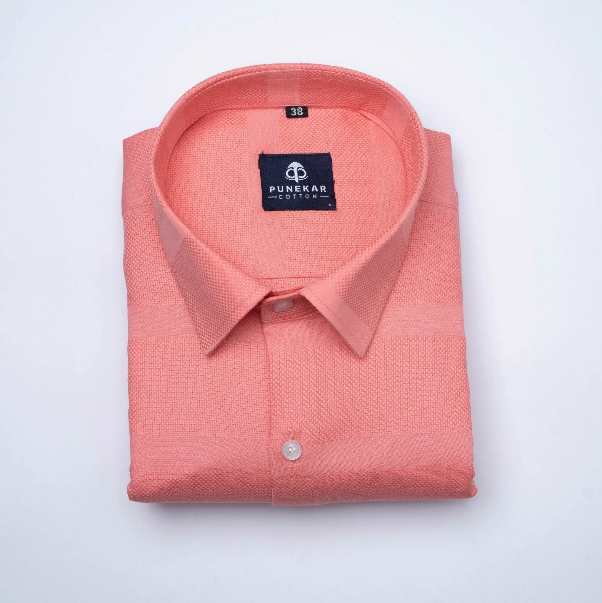 Brick Pink Color Pure Cotton Wide Stripe Shirt For Men