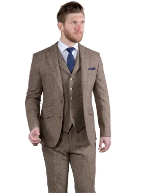 Brown Donegal Tweed Suit 3 Piece 100% Wool Suit Elton by Torre