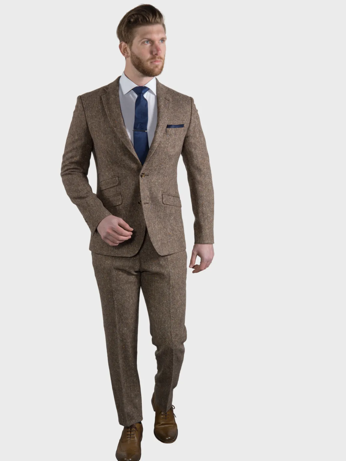 Brown Donegal Tweed Suit 3 Piece 100% Wool Suit Elton by Torre