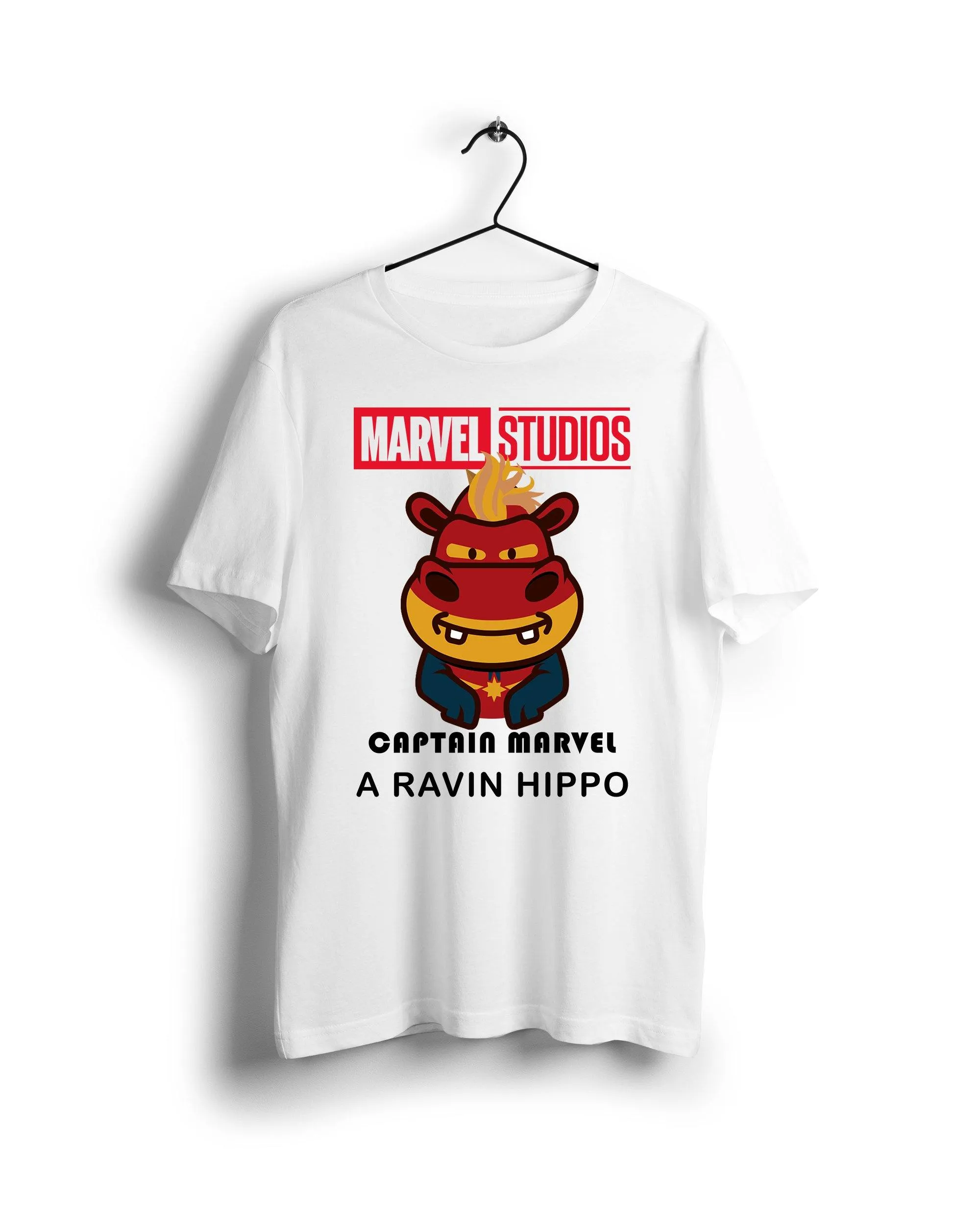 Captain Marvel X A Ravin Hippo - Digital Graphics Basic T-shirt White