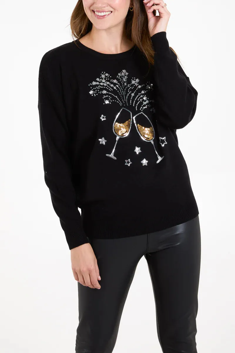 Champagne Glass Christmas Jumper