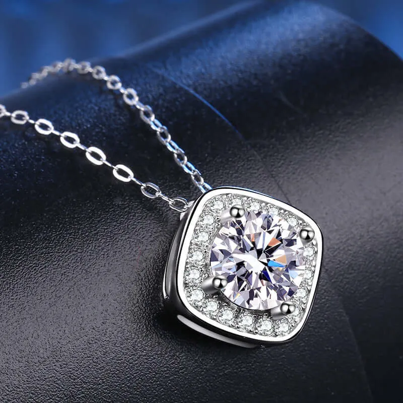 Classic Square Pendant Moissanite Necklace