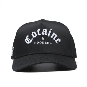 Cocaine & Hookers Golf Hat in Black in Curved Brim