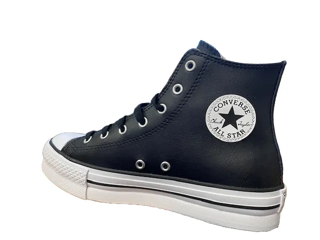 Converse high sneaker shoe in synthetic leather with wedge Chuck Teylor All Star Eva Lift HI A02485C black white