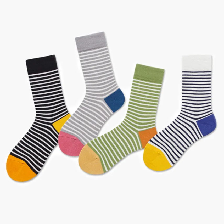 Crew Socks | French Stripes | Grey