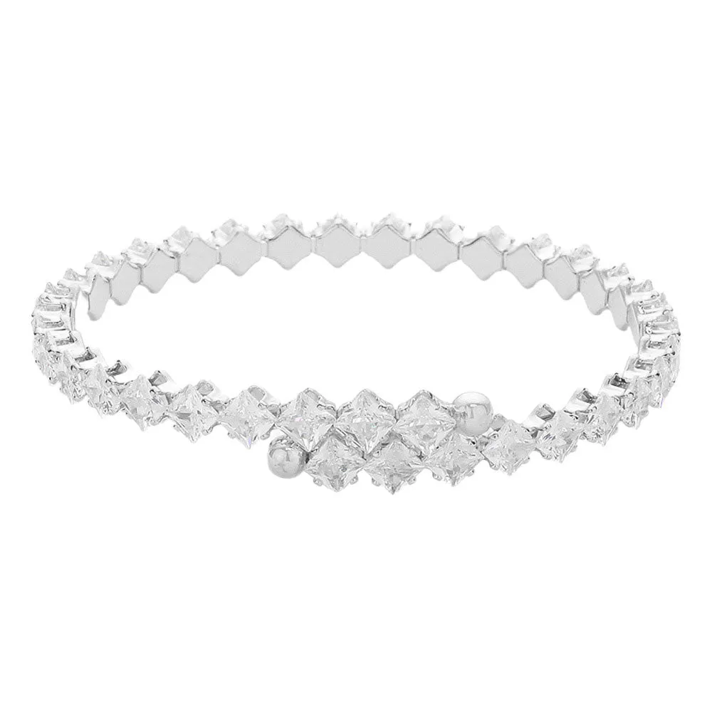 CZ Square Cluster Evening Bracelet