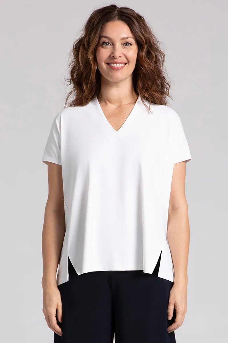 Deep V Top Short Sleeve | White