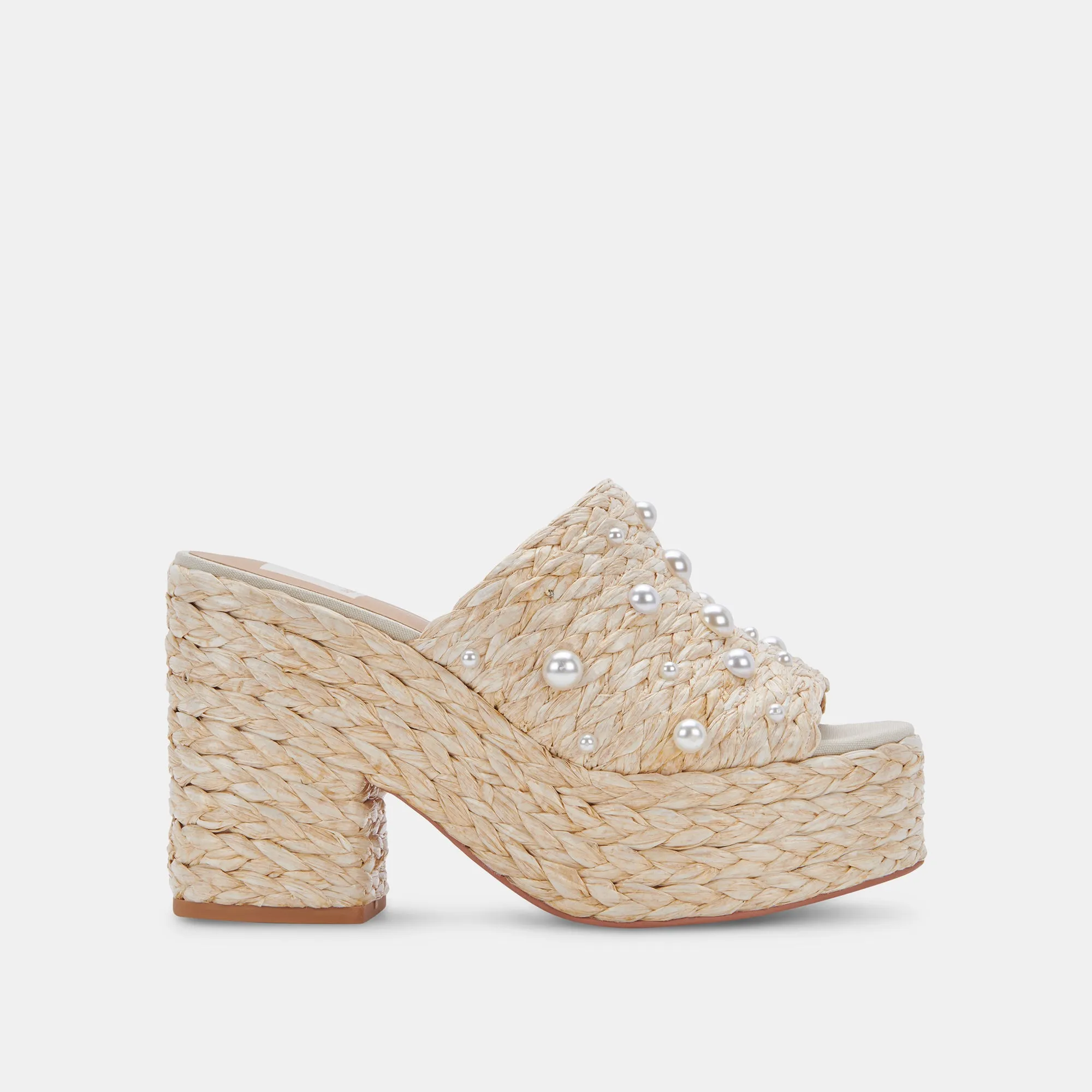 ELORA PEARL HEELS LT NATURAL RAFFIA