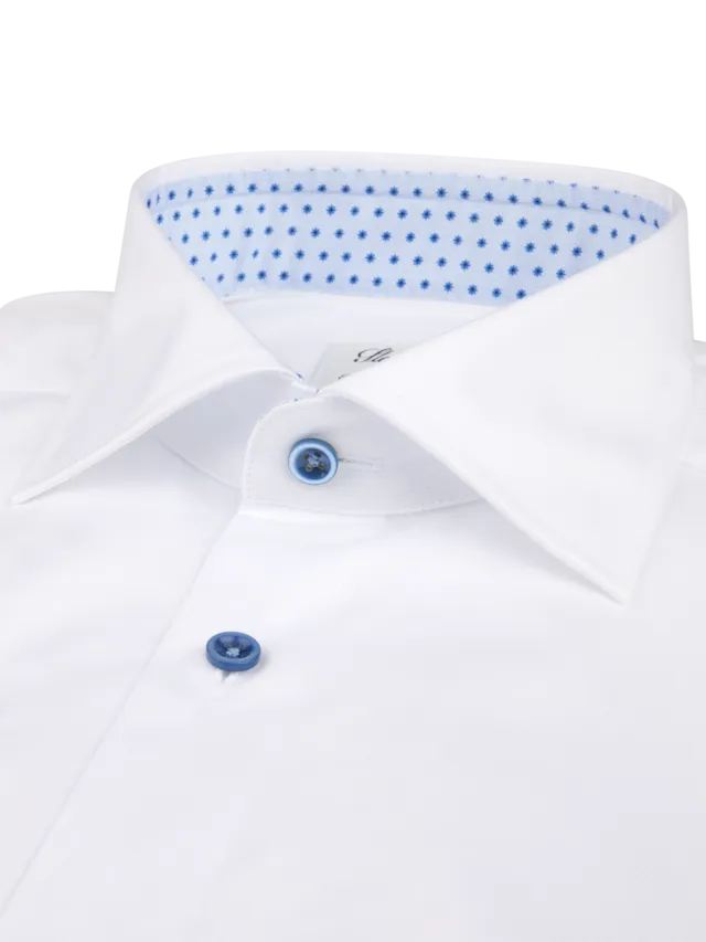 Fitted Body White Contrast Twill Shirt 684751 0540 000