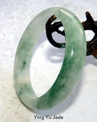 Flowing Icy Green Veins Burmese Jadeite Old Mine Bangle Bracelet 57mm (BB2690)