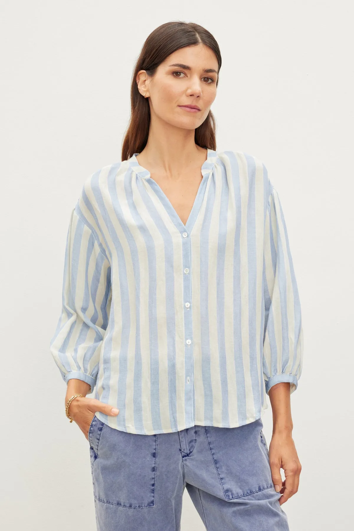 GABBY STRIPED LINEN TOP