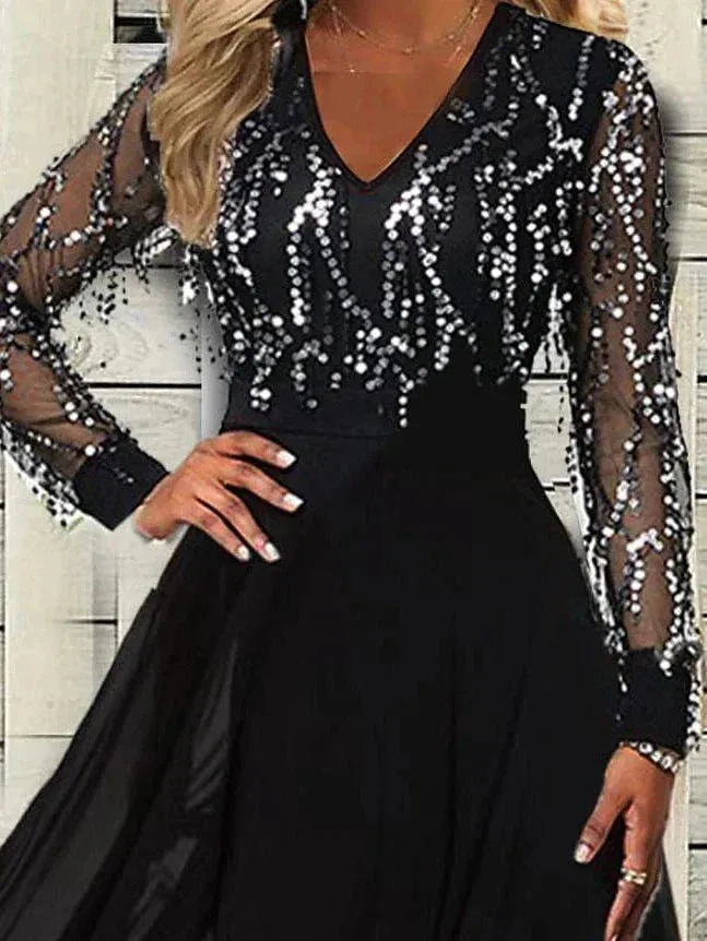 Glamorous Fringed Sequin Midi Dress for Women's Parties and Special Events