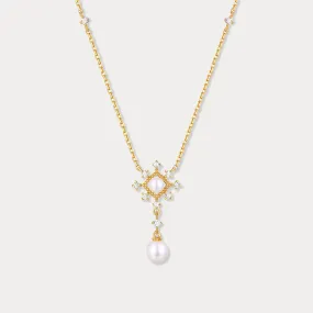 Gold Snowflake Pearl Necklace