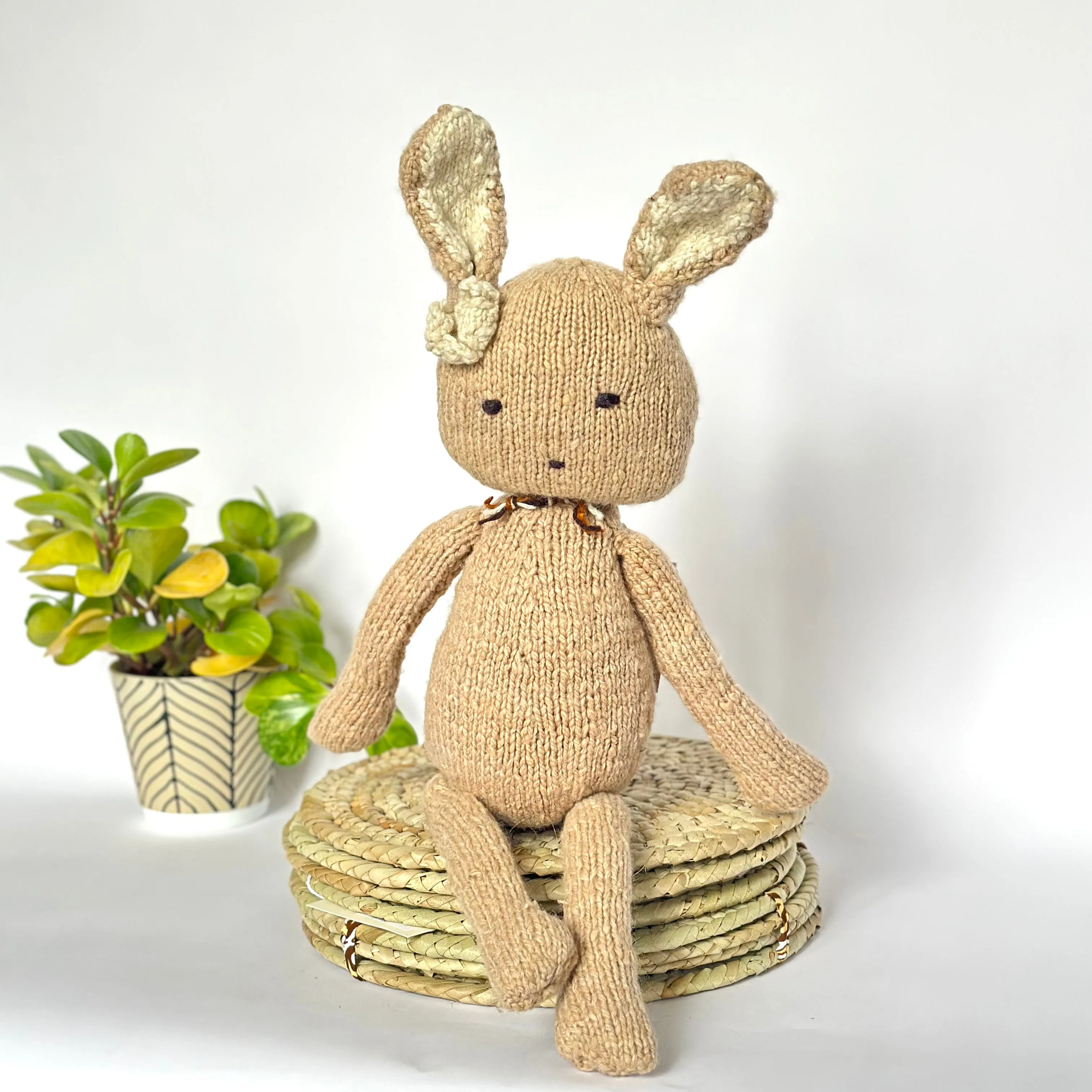 Hand-Knit Wool and Cotton Stuffed Animals